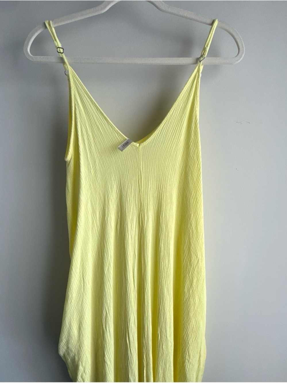 Elan Pale Yellow Crinkled V-Neck Slip